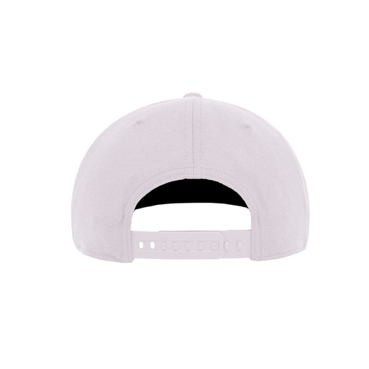 ROCKIT Snapback Hat, Black Logo, in White — back view