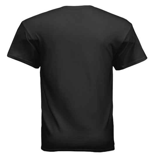 ROCKIT Classic Logo Tee, White Logo, in Black — back view