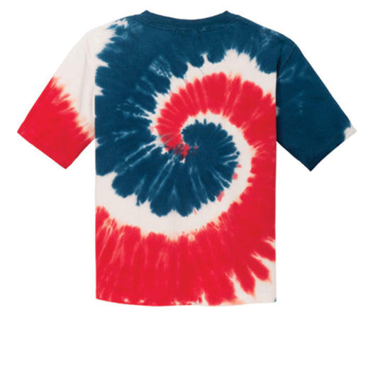 ROCKIT Kids Tie Dye Tee in USA Rainbow — back view