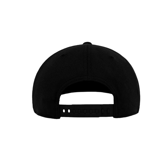 ROCKIT Snapback Hat, White Logo, in Black — back view